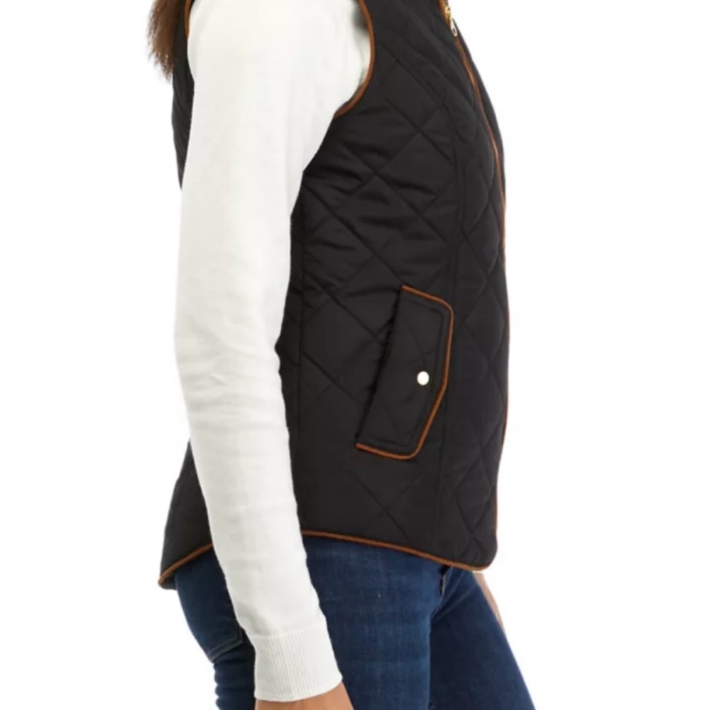 Crown & Ivy Women's XL Black Quilted Puffer Vest Preppy Fall Layer Zip Front - Picture 3 of 12